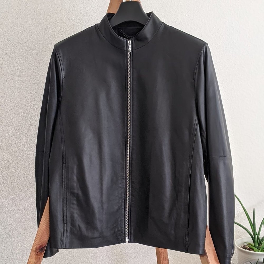 rag & bone Black Leather Bomber Jacket